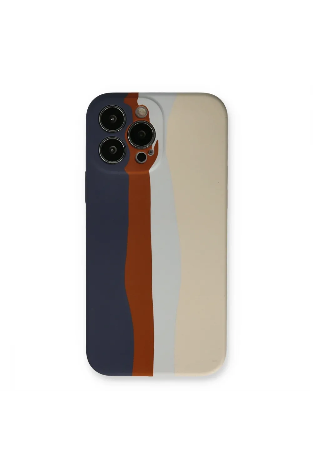 Apple İphone 13 Pro Kılıf Ebruli Lansman Silikon - Lacivert-krem