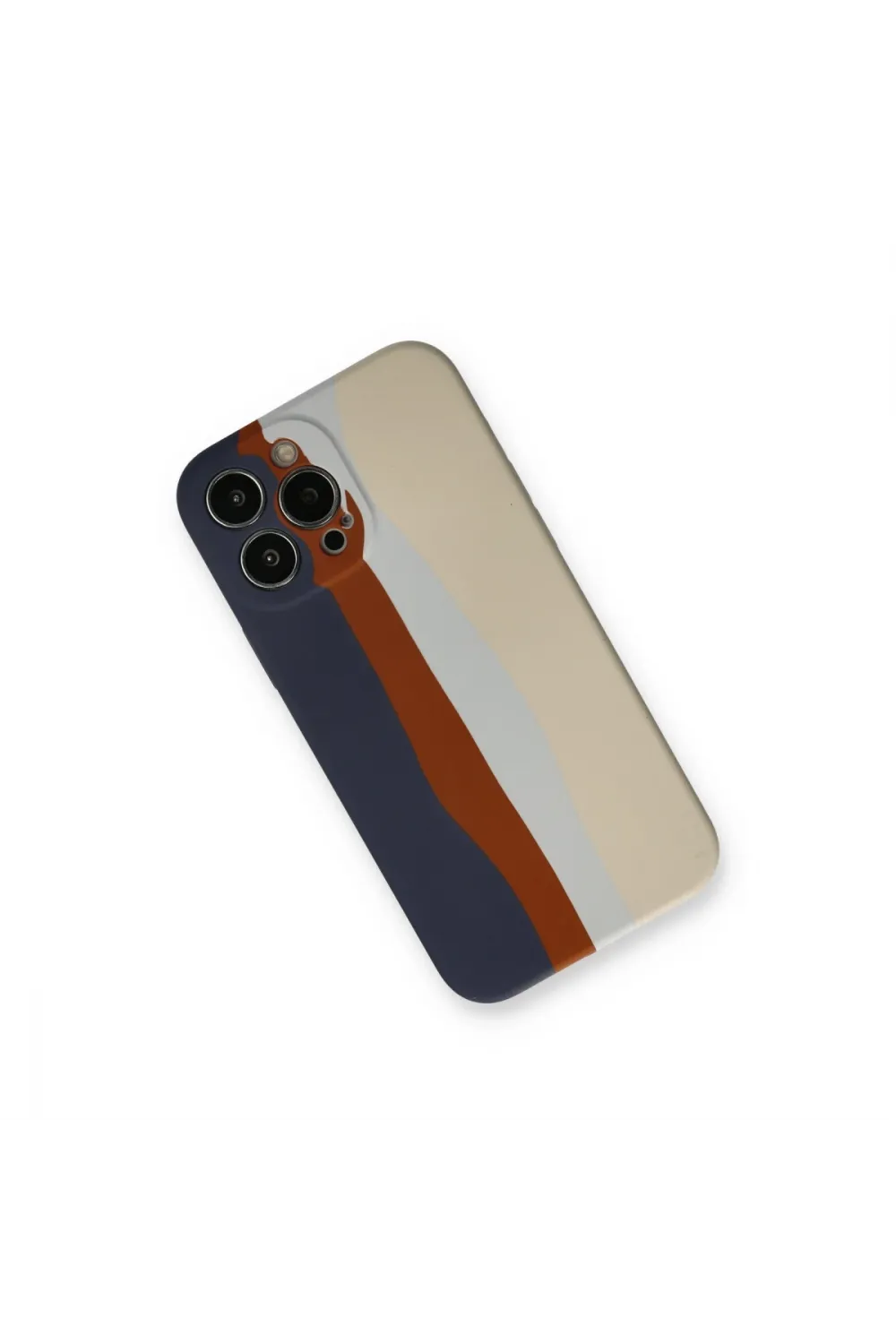 Apple İphone 13 Pro Kılıf Ebruli Lansman Silikon - Lacivert-krem