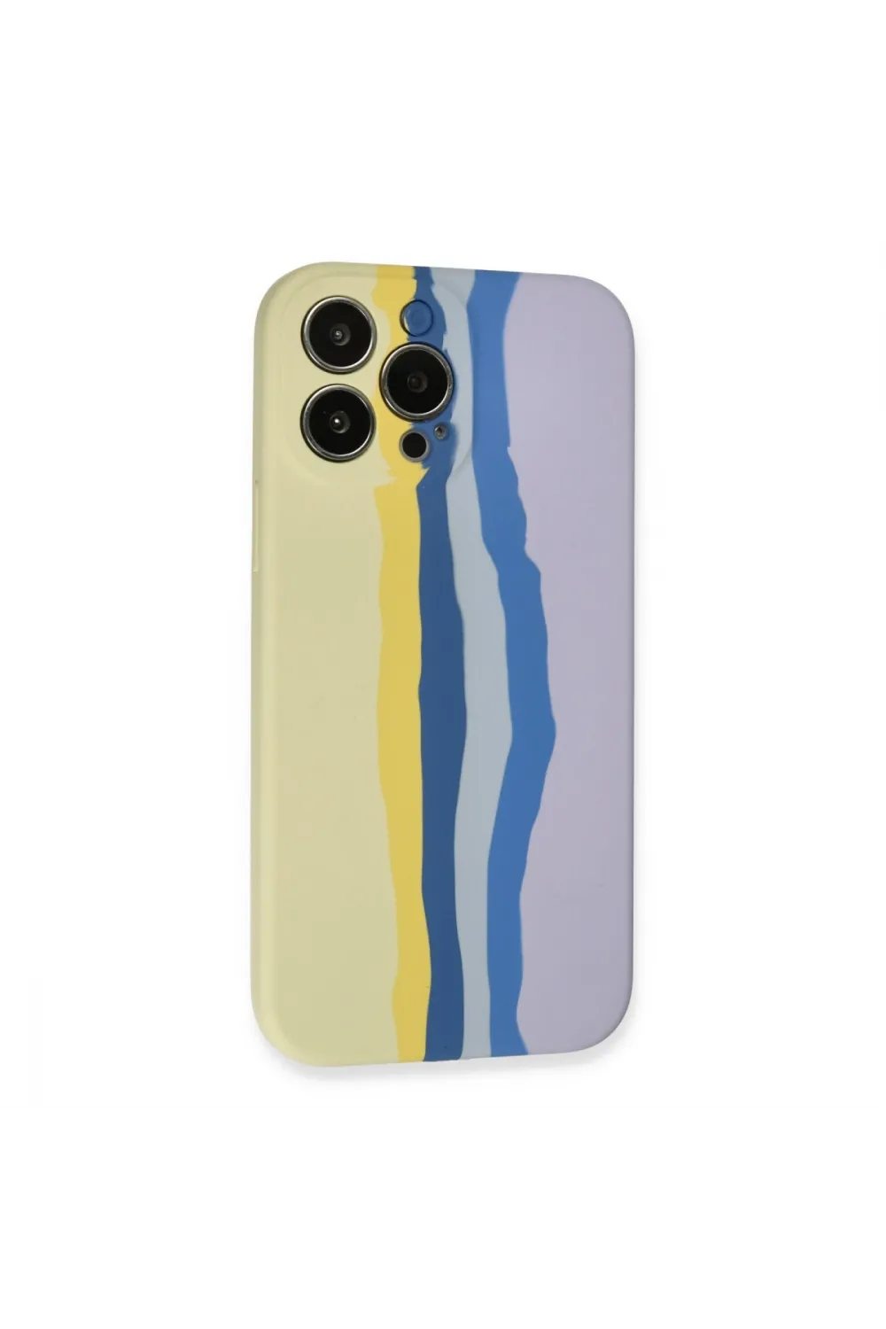 Apple İphone 13 Pro Kılıf Ebruli Lansman Silikon - Sarı-lila