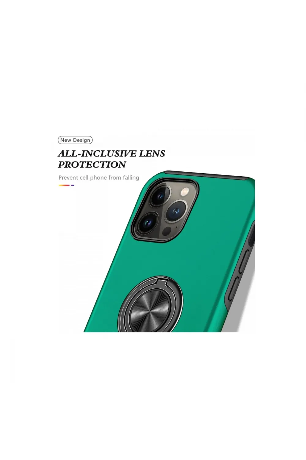 Apple İphone 13 Pro Kılıf Elit Yüzüklü Kapak - Yeşil