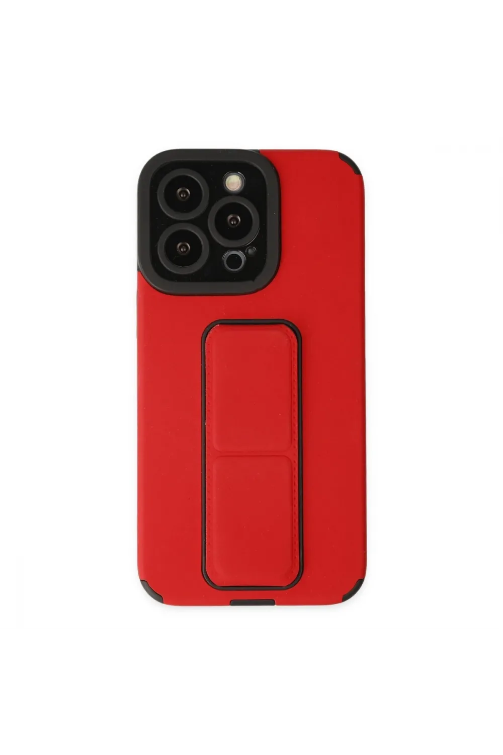 Apple İphone 13 Pro Kılıf Mega Standlı Silikon - Kırmızı