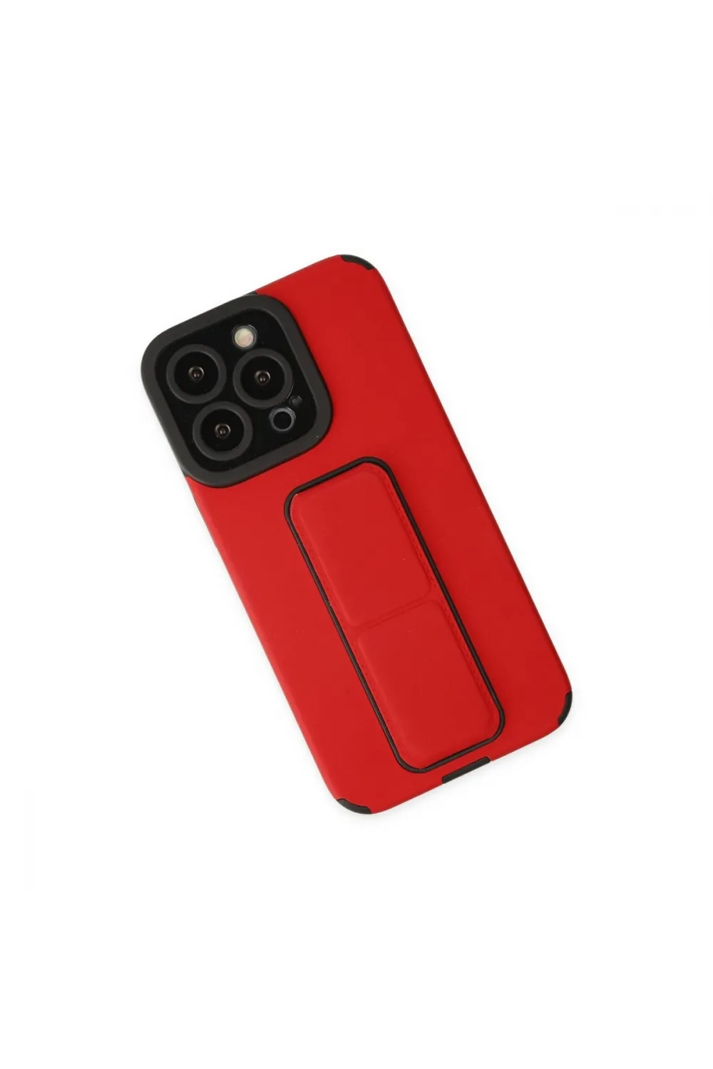 Apple İphone 13 Pro Kılıf Mega Standlı Silikon - Kırmızı