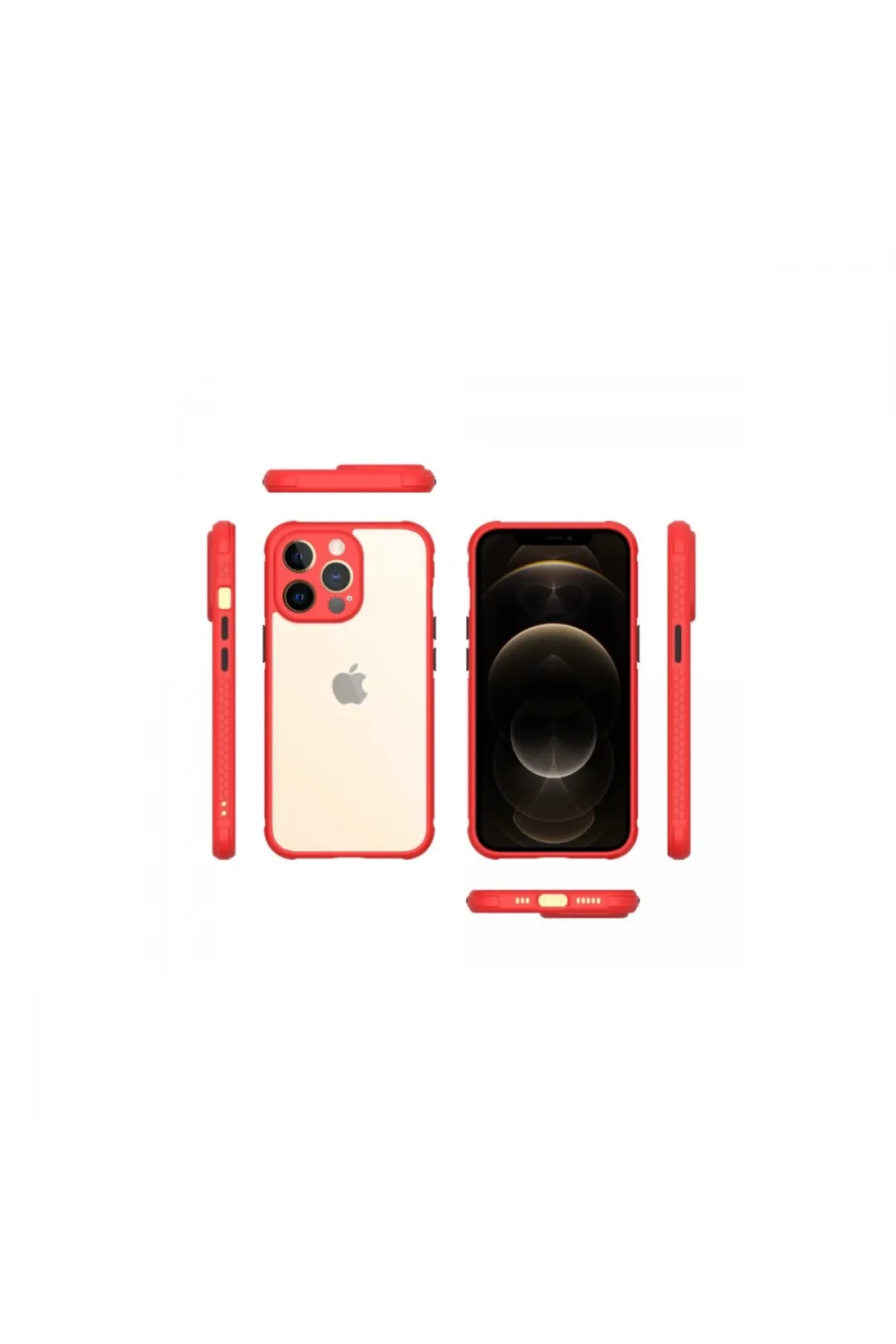 Apple İphone 13 Pro Kılıf Miami Şeffaf Silikon - Kırmızı