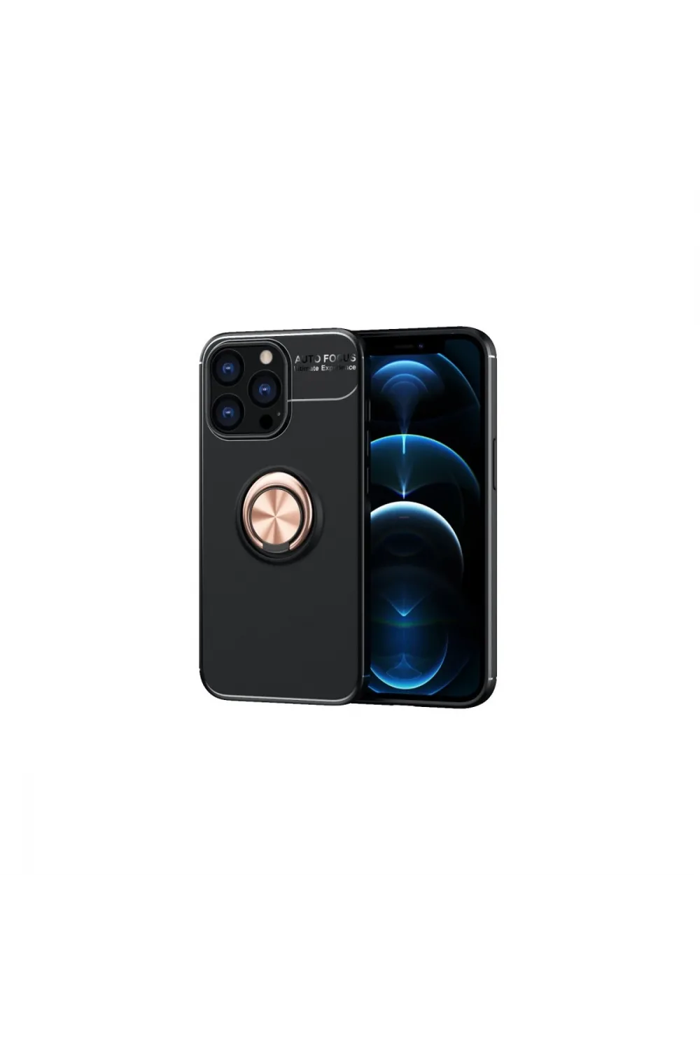 Apple İphone 13 Pro Kılıf Range Yüzüklü Silikon - Siyah-gold