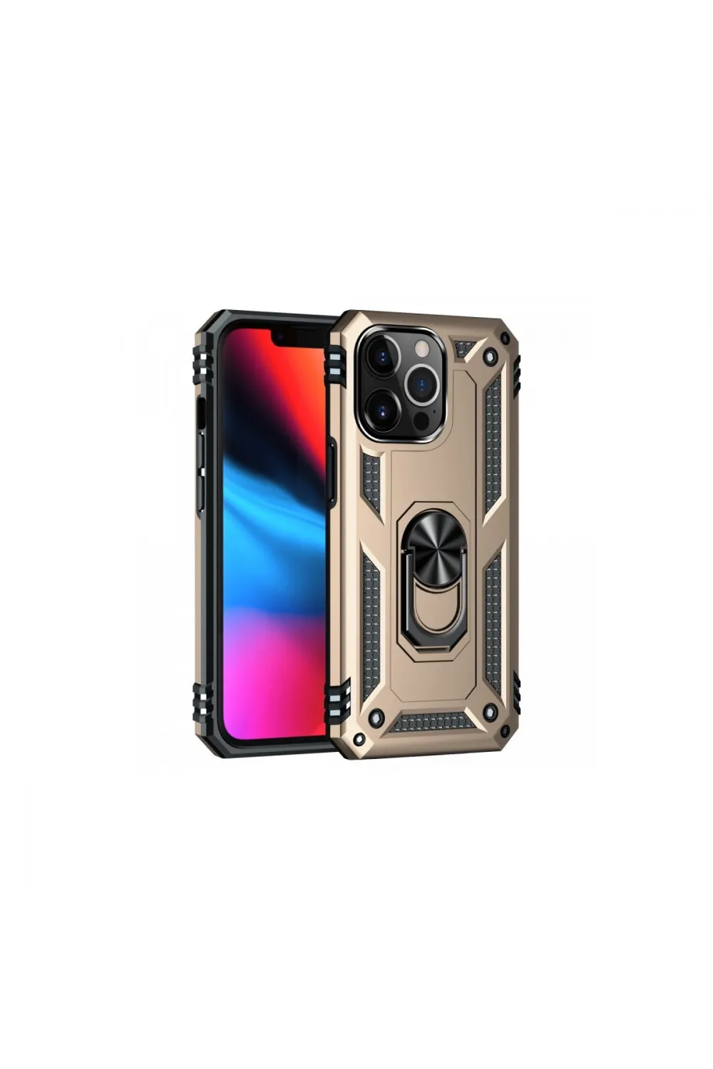 Apple İphone 13 Pro Kılıf Sofya Yüzüklü Silikon Kapak - Gold