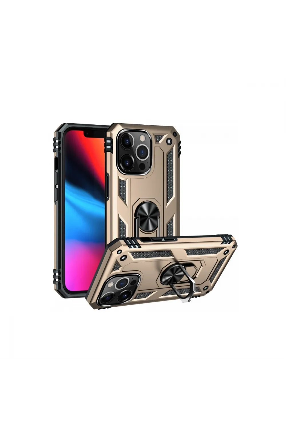 Apple İphone 13 Pro Kılıf Sofya Yüzüklü Silikon Kapak - Gold