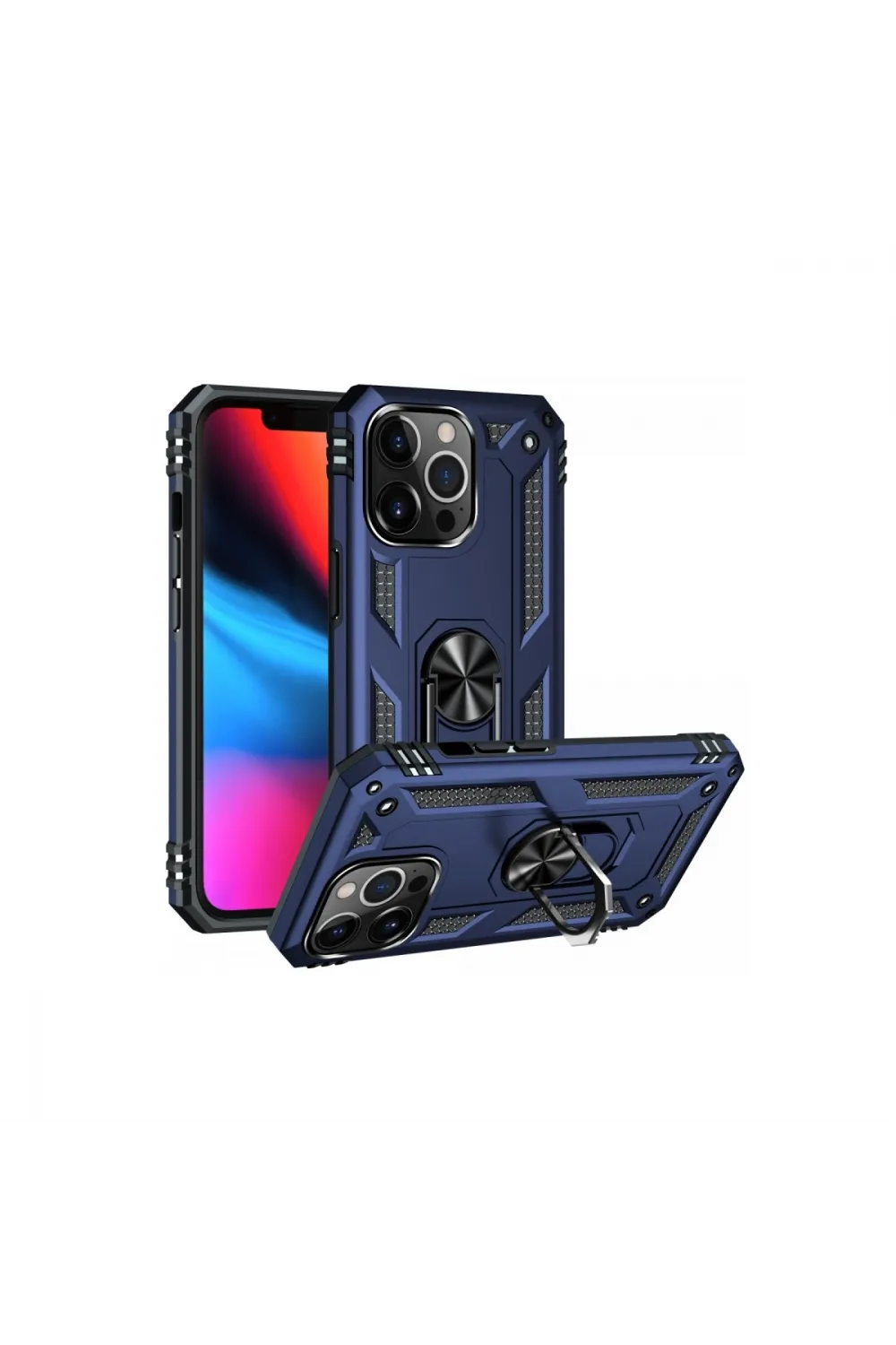 Apple İphone 13 Pro Kılıf Sofya Yüzüklü Silikon Kapak - Lacivert