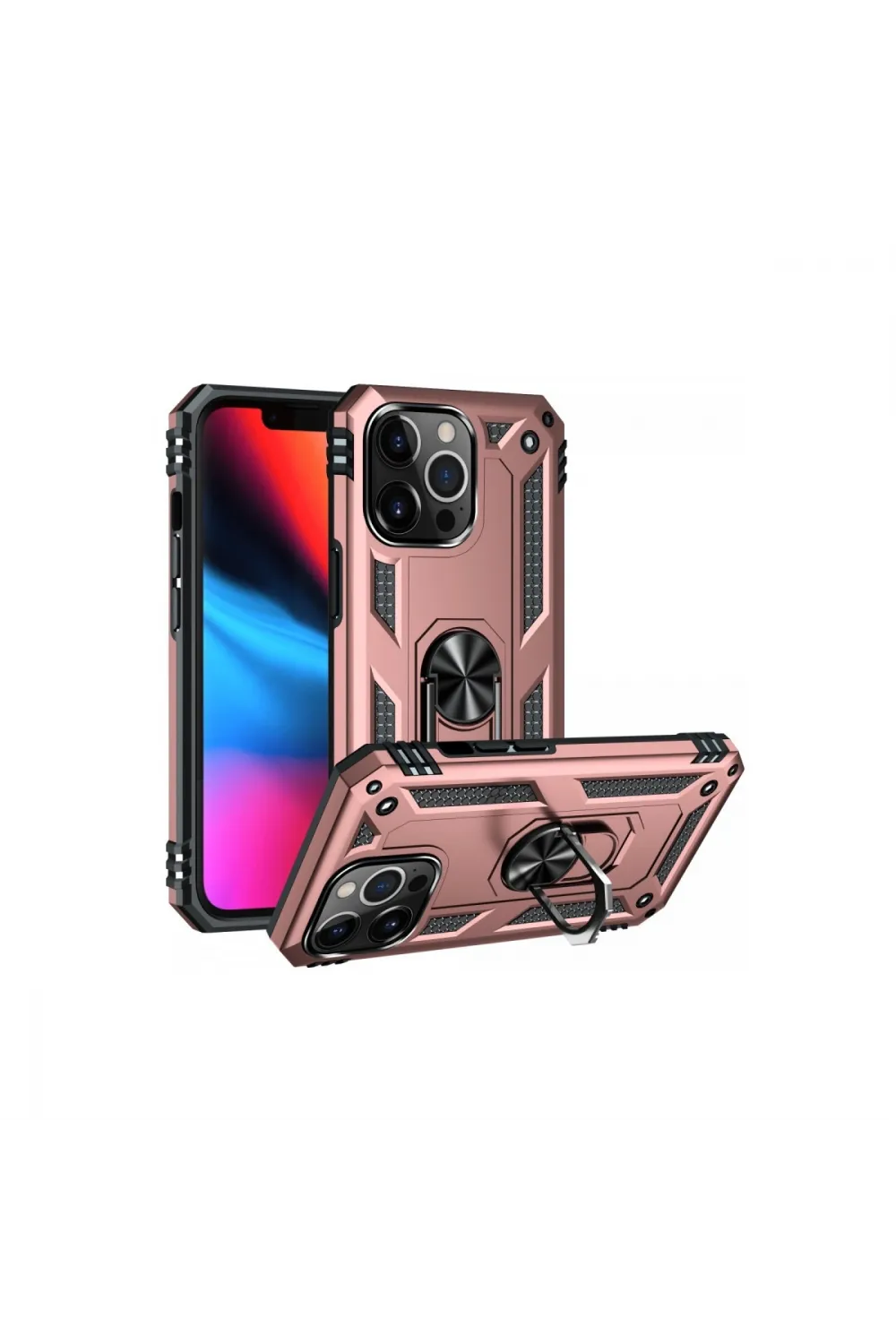 Apple İphone 13 Pro Kılıf Sofya Yüzüklü Silikon Kapak - Rose