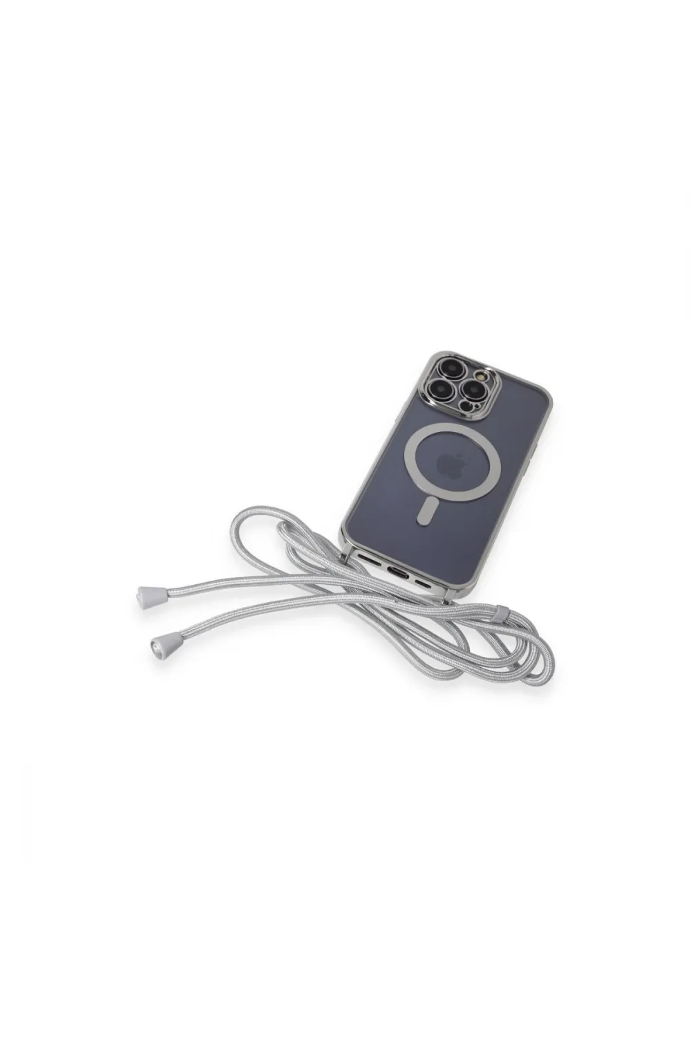 Apple İphone 13 Pro Max Kılıf Divo Lazer Askılı Magsafe Kapak - Gümüş