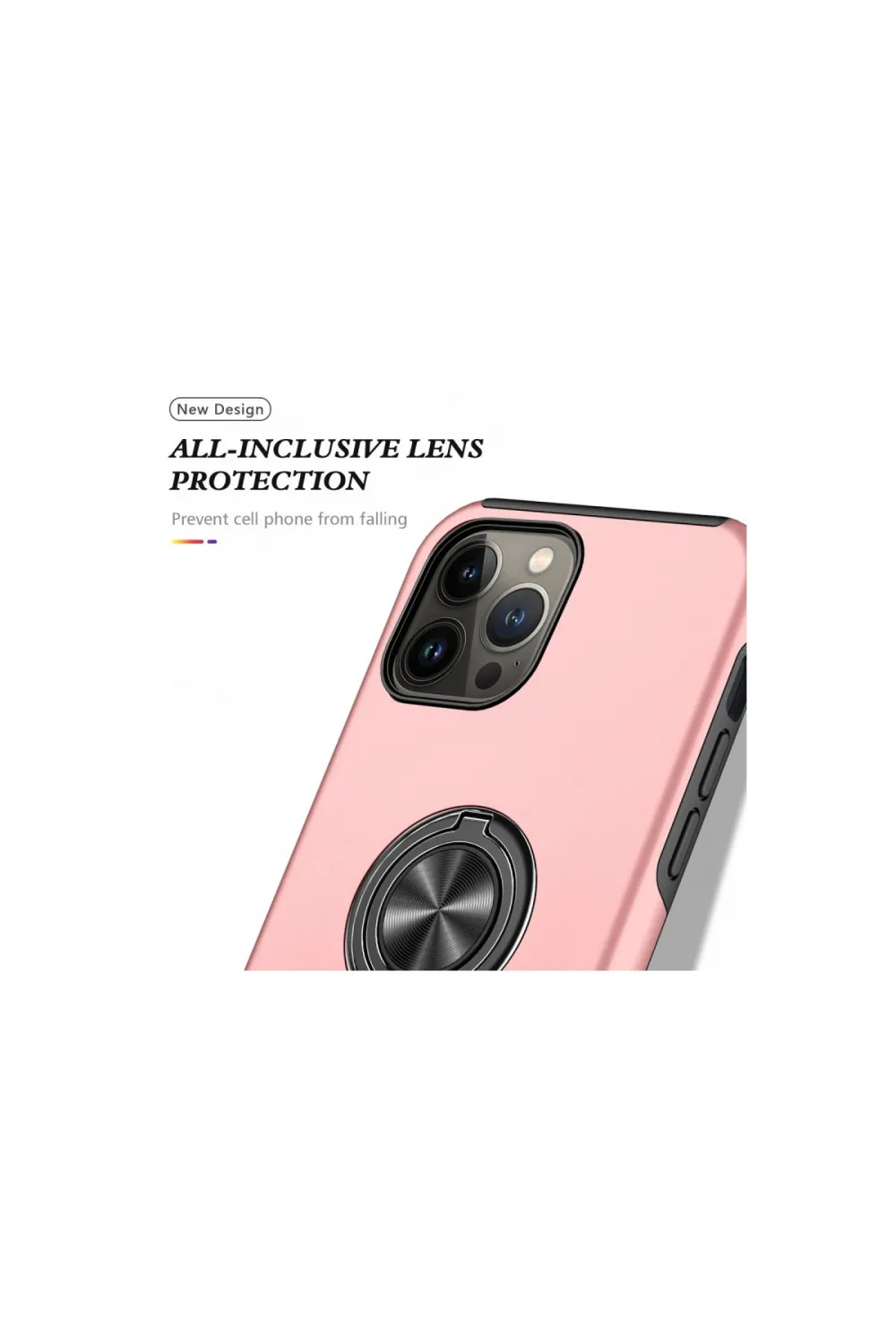 Apple İphone 13 Pro Max Kılıf Elit Yüzüklü Kapak - Pembe