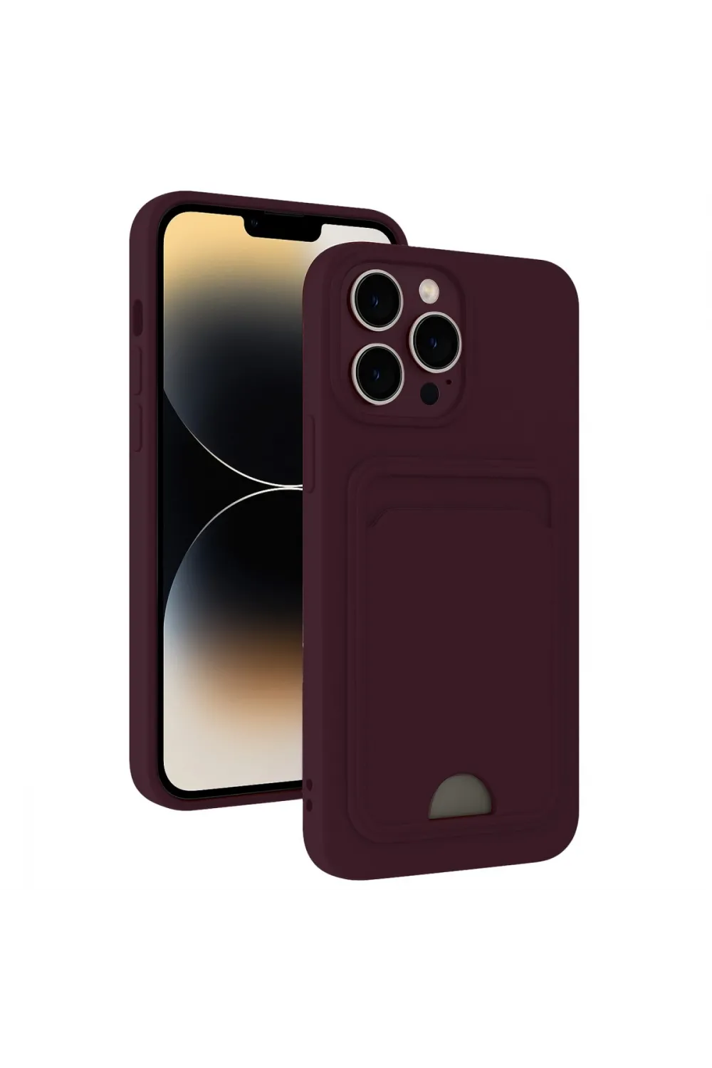 Apple İphone 13 Pro Max Kılıf Kelvin Kartvizitli Silikon - Derin Mor