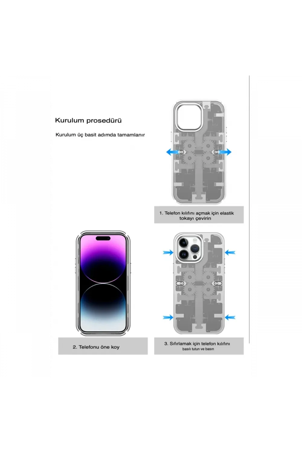 Apple iPhone 13 Pro Max Kılıf Mekanik Bumper Kapak - Mavi