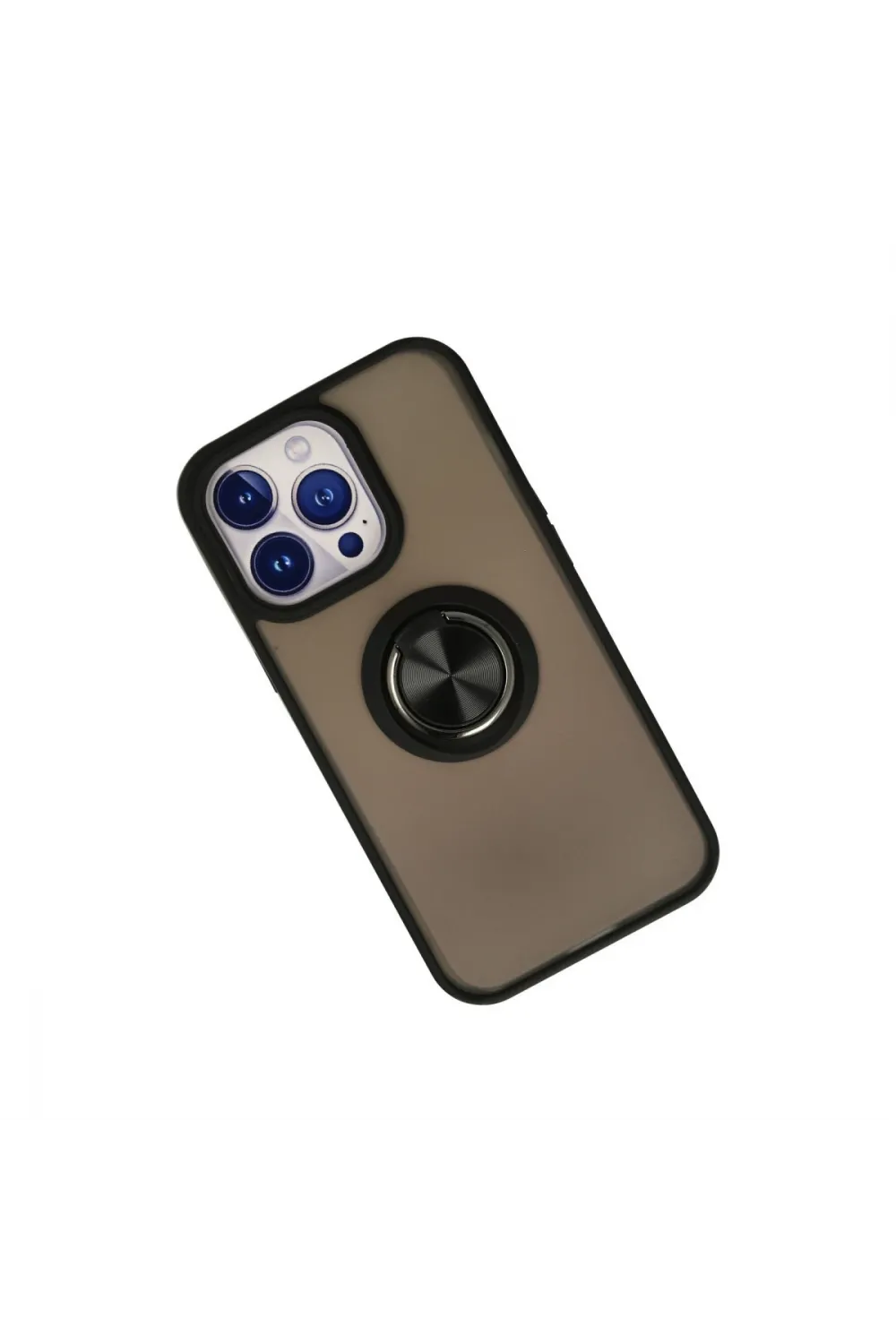Apple İphone 13 Pro Max Kılıf Montreal Yüzüklü Silikon Kapak - Siyah