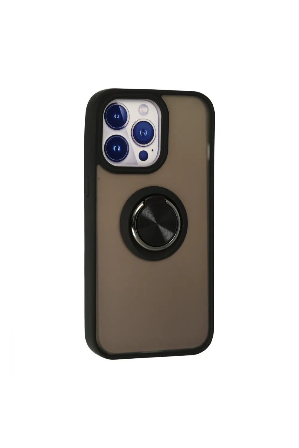 Apple İphone 13 Pro Max Kılıf Montreal Yüzüklü Silikon Kapak - Siyah