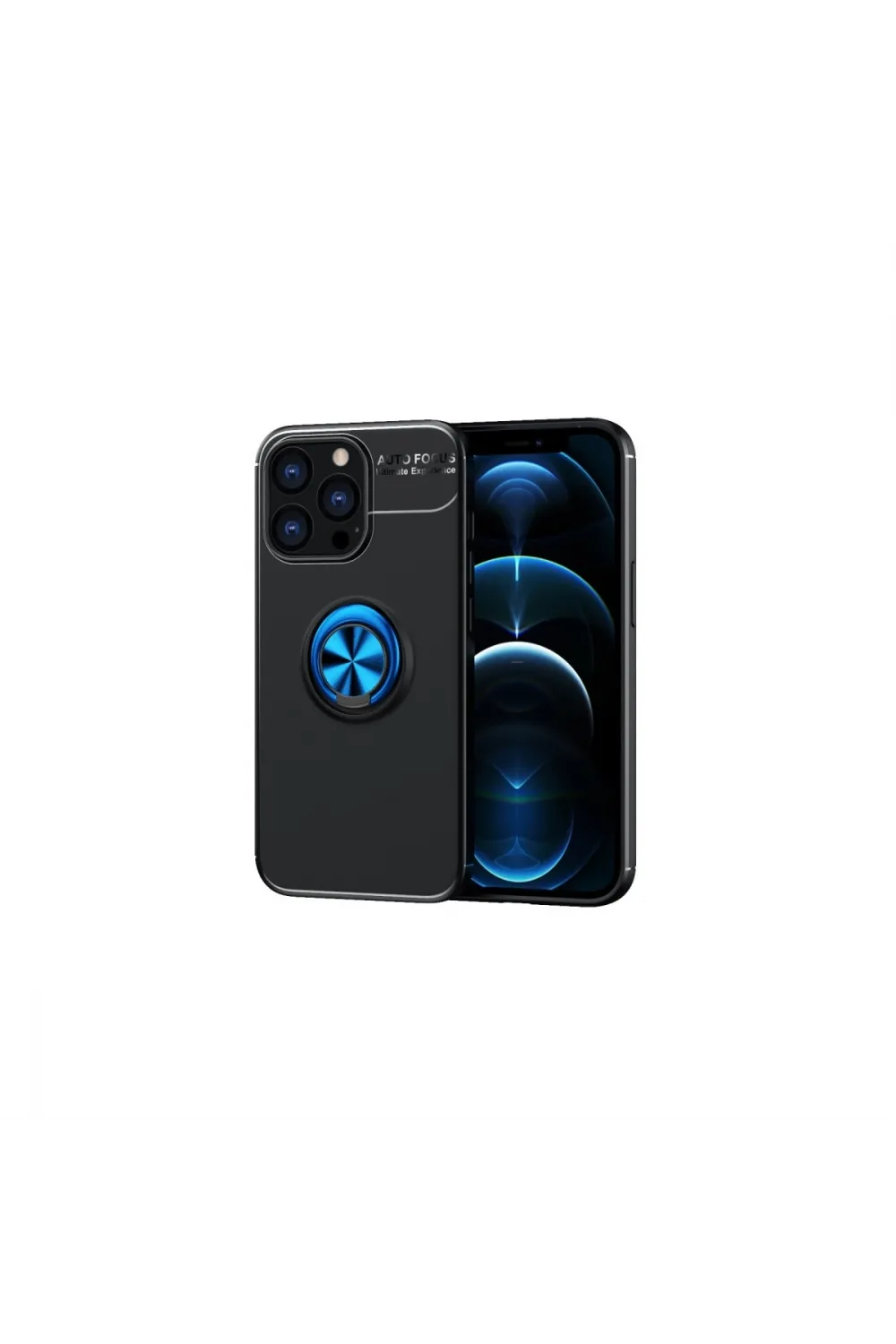 Apple İphone 13 Pro Max Kılıf Range Yüzüklü Silikon - Siyah-mavi