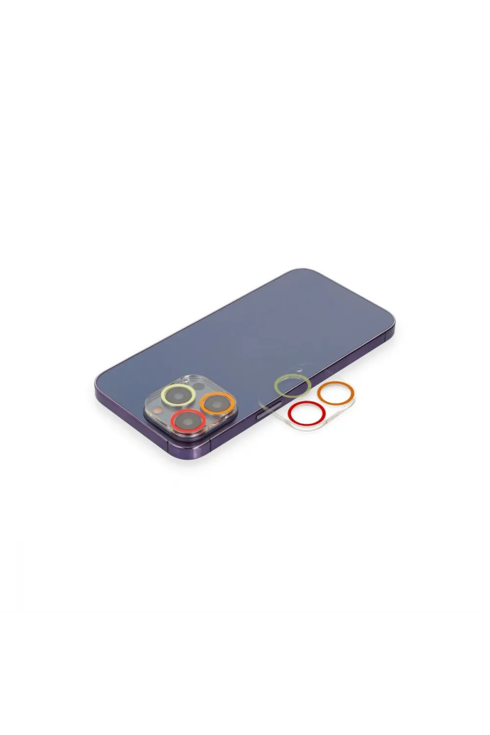 Apple İphone 13 Pro Max Renkli Kamera Lens Koruma Cam - Turuncu-kırmızı