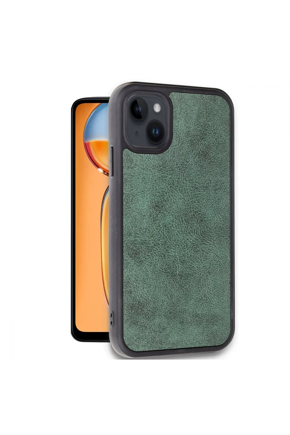 Apple İphone 14 Kılıf Aras Deri Kapak - Koyu Yeşil