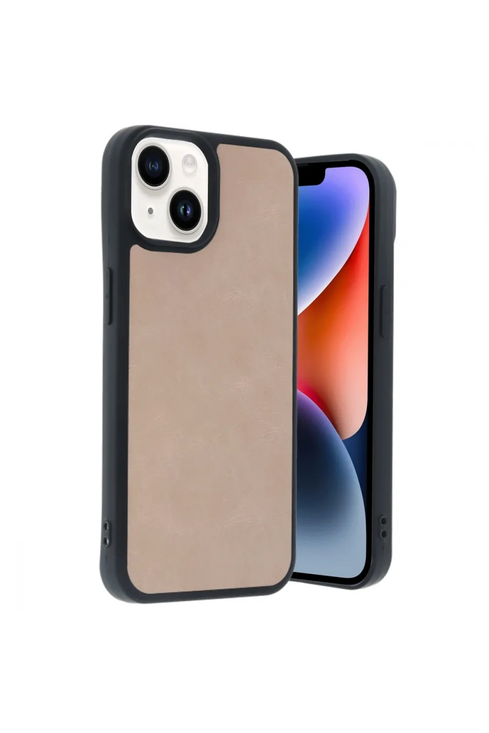 Apple İphone 14 Kılıf Aras Deri Kapak - Pudra