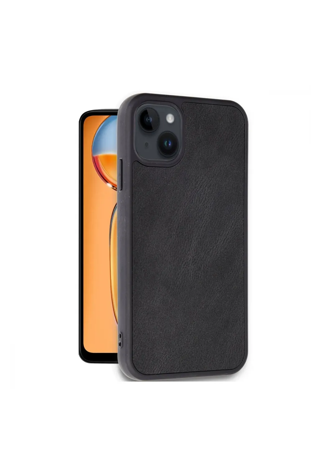 Apple İphone 14 Kılıf Aras Deri Kapak - Siyah