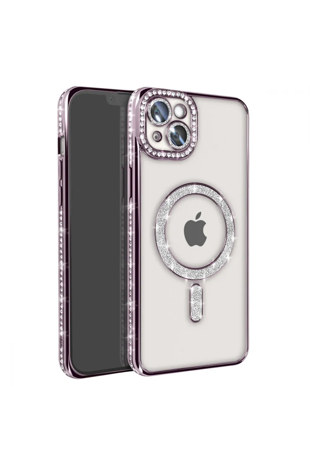 Apple İphone 14 Kılıf Joke Simli Magneticsafe Kılıf - Pembe