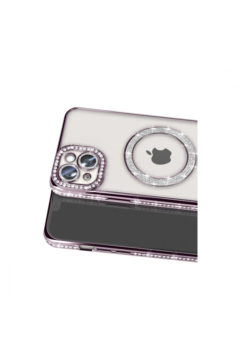 Apple İphone 14 Kılıf Joke Simli Magneticsafe Kılıf - Pembe