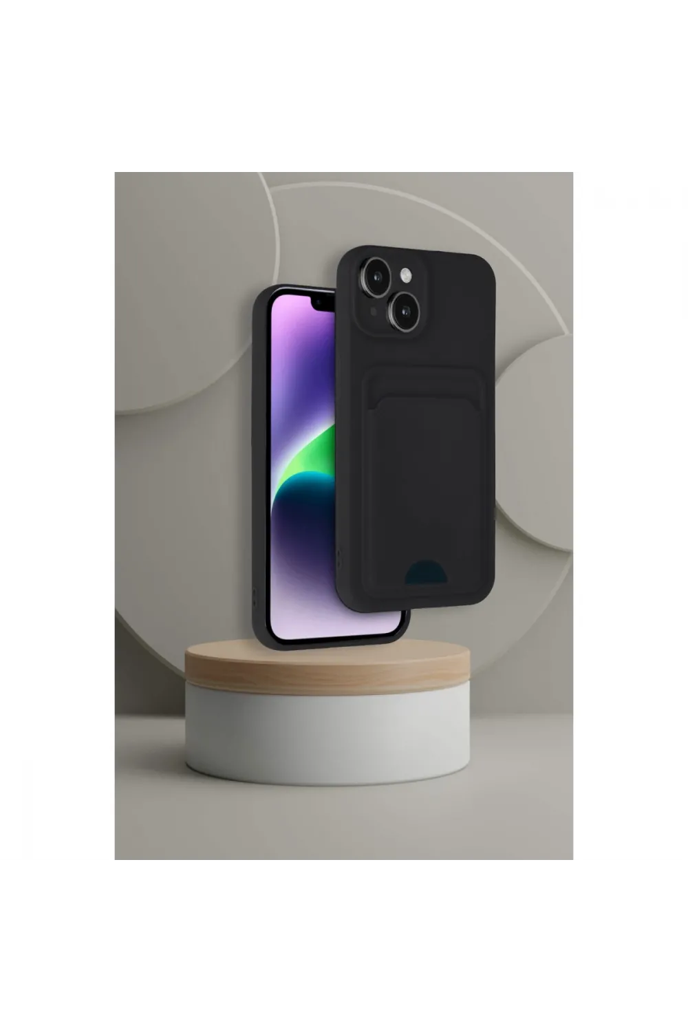 Apple İphone 14 Kılıf Kelvin Kartvizitli Silikon - Siyah