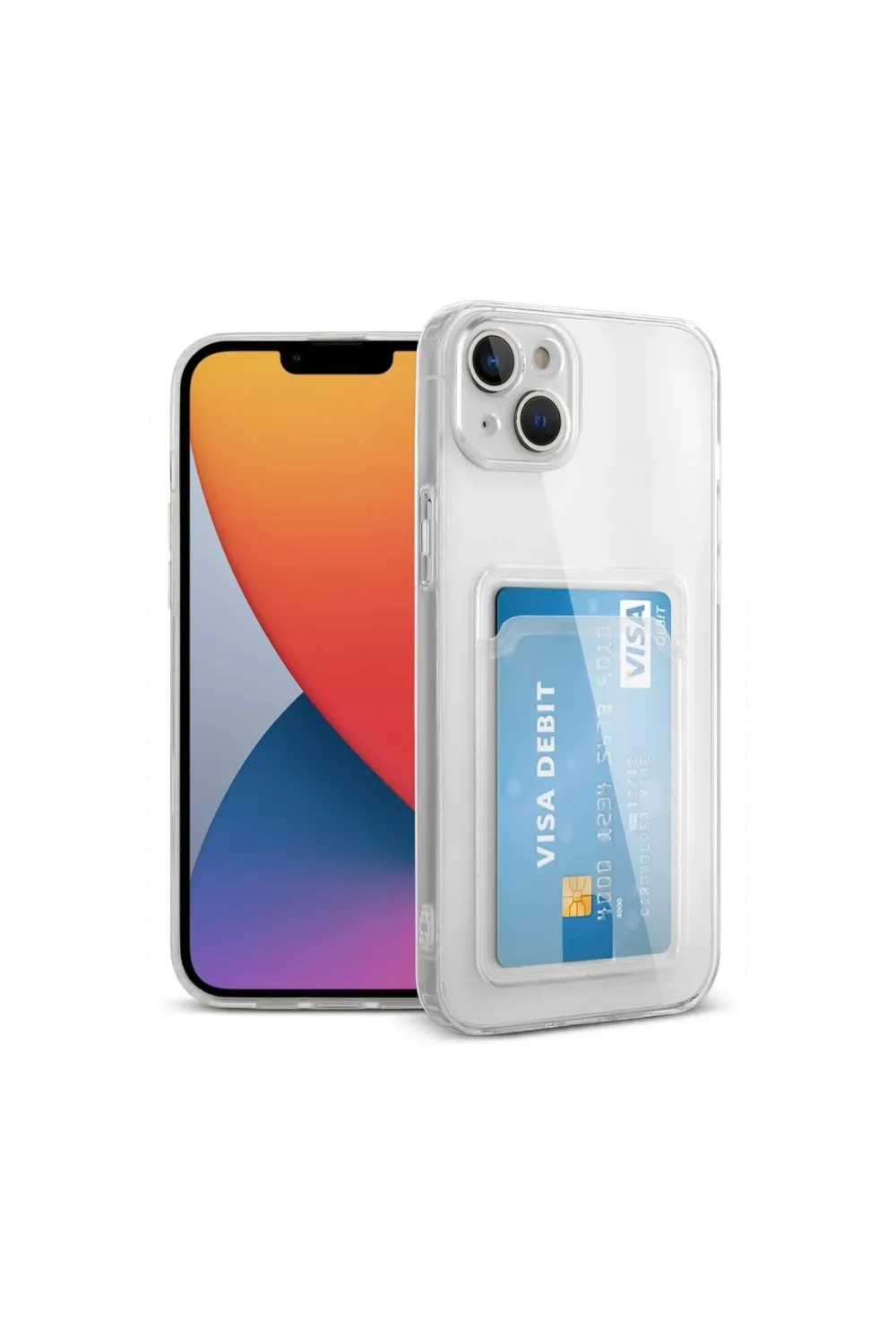 Apple iPhone 14 Plus Kılıf Kart Şeffaf Silikon - Şeffaf