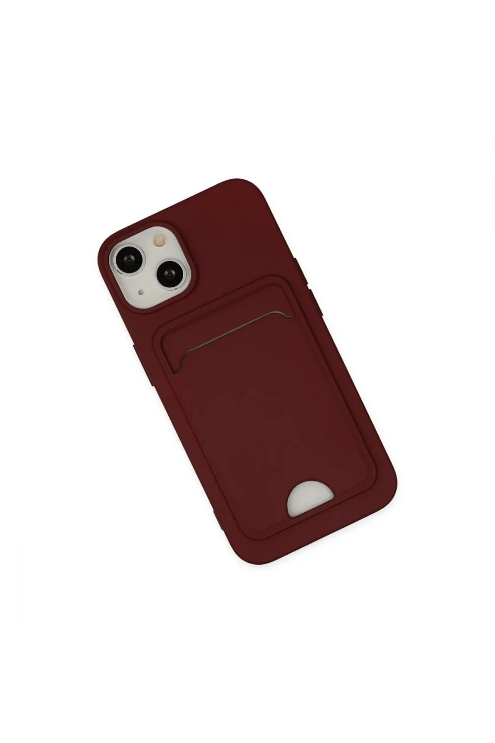 Apple İphone 14 Plus Kılıf Kelvin Kartvizitli Silikon - Bordo