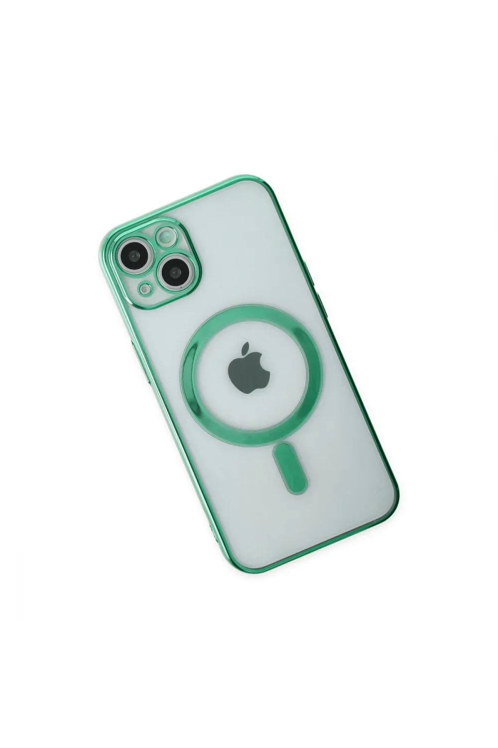 Apple İphone 14 Plus Kılıf Magneticsafe Lazer Silikon - Haki Yeşil