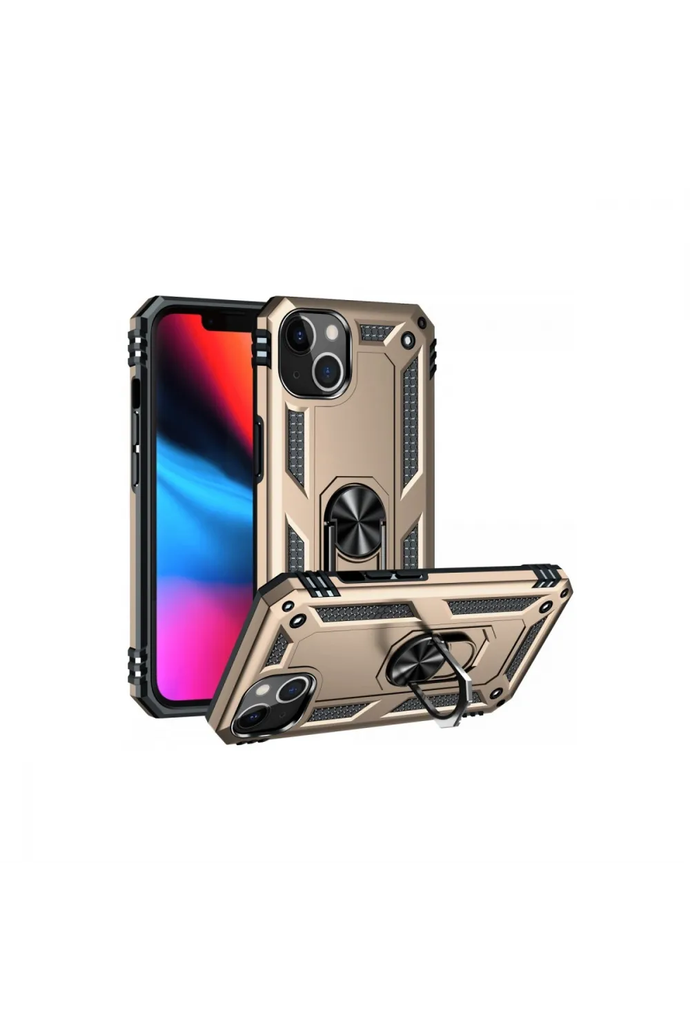 Apple İphone 14 Plus Kılıf Sofya Yüzüklü Silikon Kapak - Gold