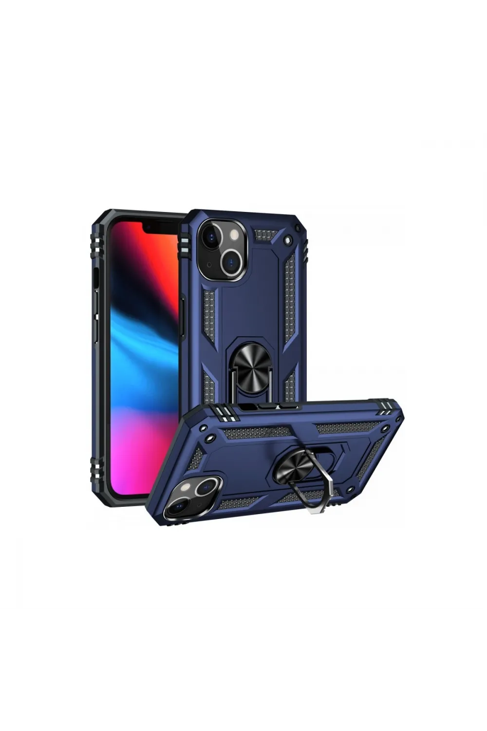 Apple İphone 14 Plus Kılıf Sofya Yüzüklü Silikon Kapak - Lacivert