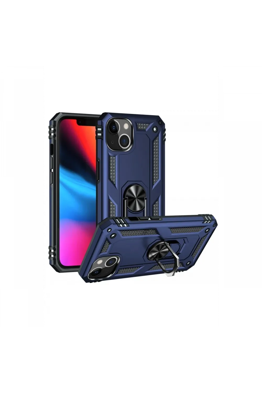 Apple iPhone 14 Plus Kılıf Sofya Yüzüklü Silikon Kapak - Lacivert