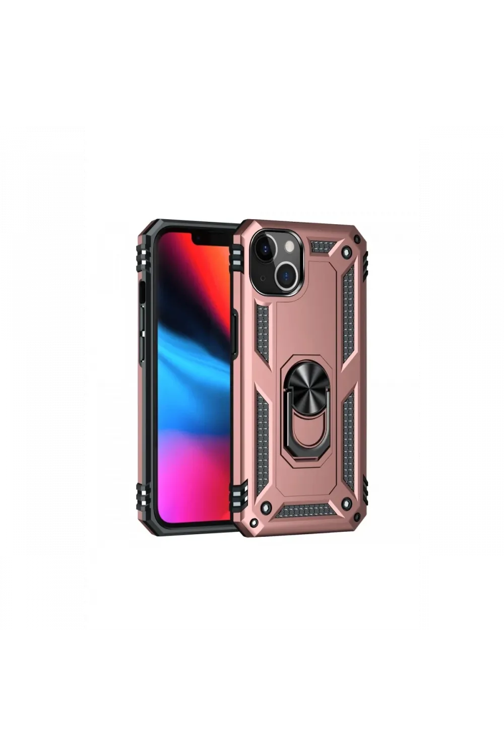 Apple iPhone 14 Plus Kılıf Sofya Yüzüklü Silikon Kapak - Rose