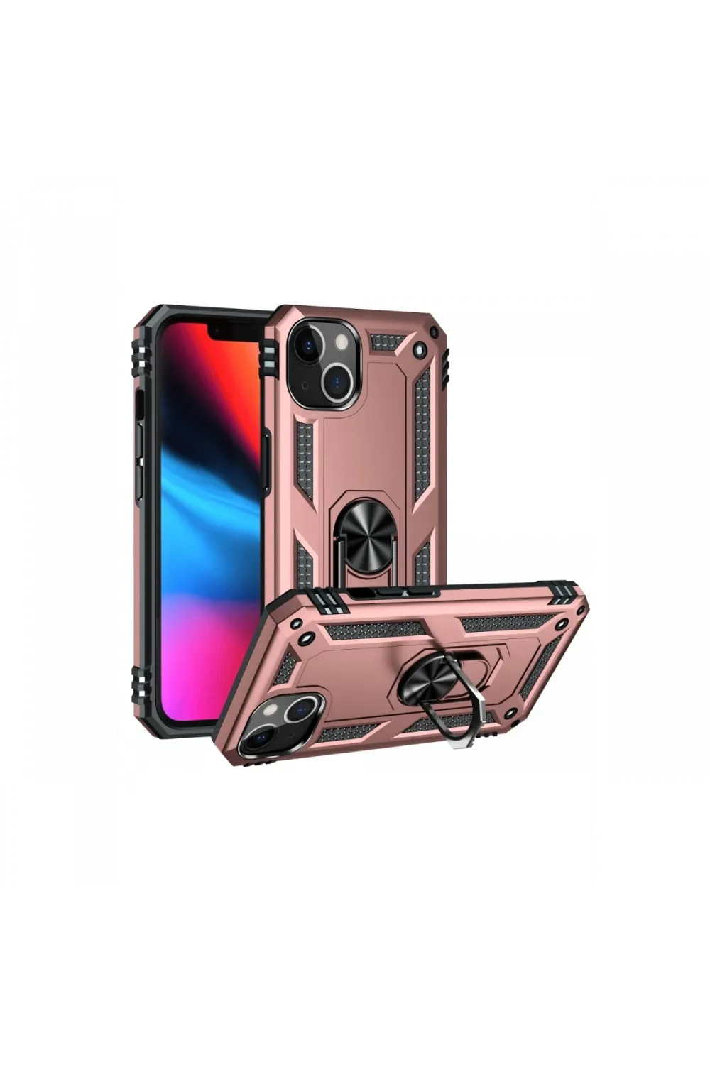 Apple iPhone 14 Plus Kılıf Sofya Yüzüklü Silikon Kapak - Rose