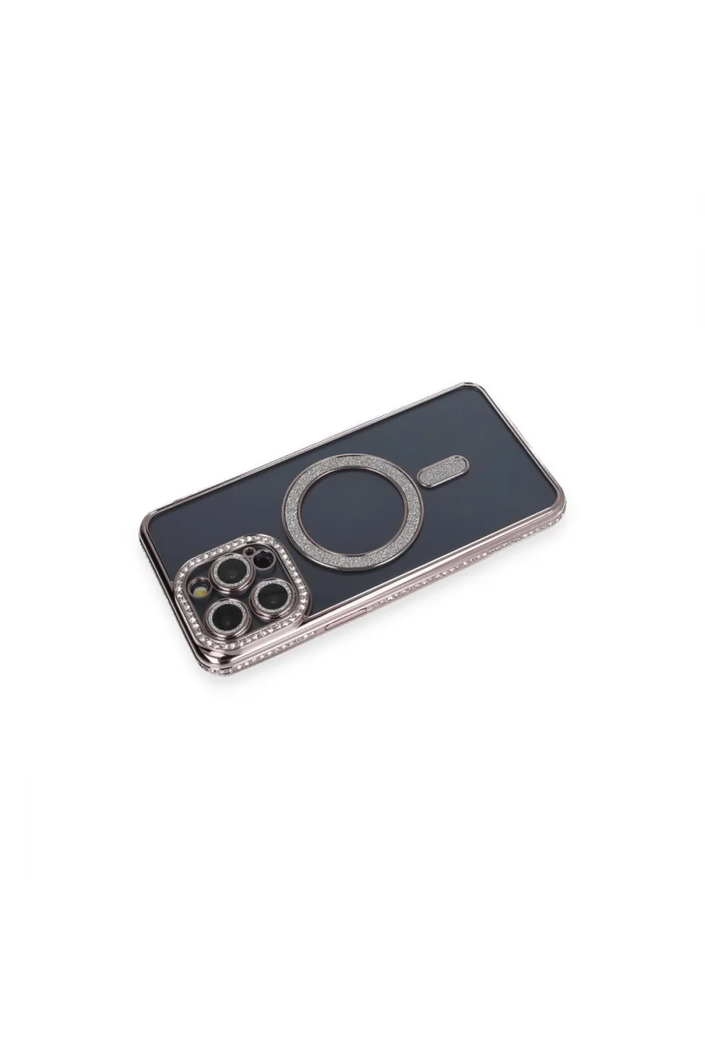Apple İphone 14 Pro Kılıf Joke Simli Magneticsafe Kılıf - Gri