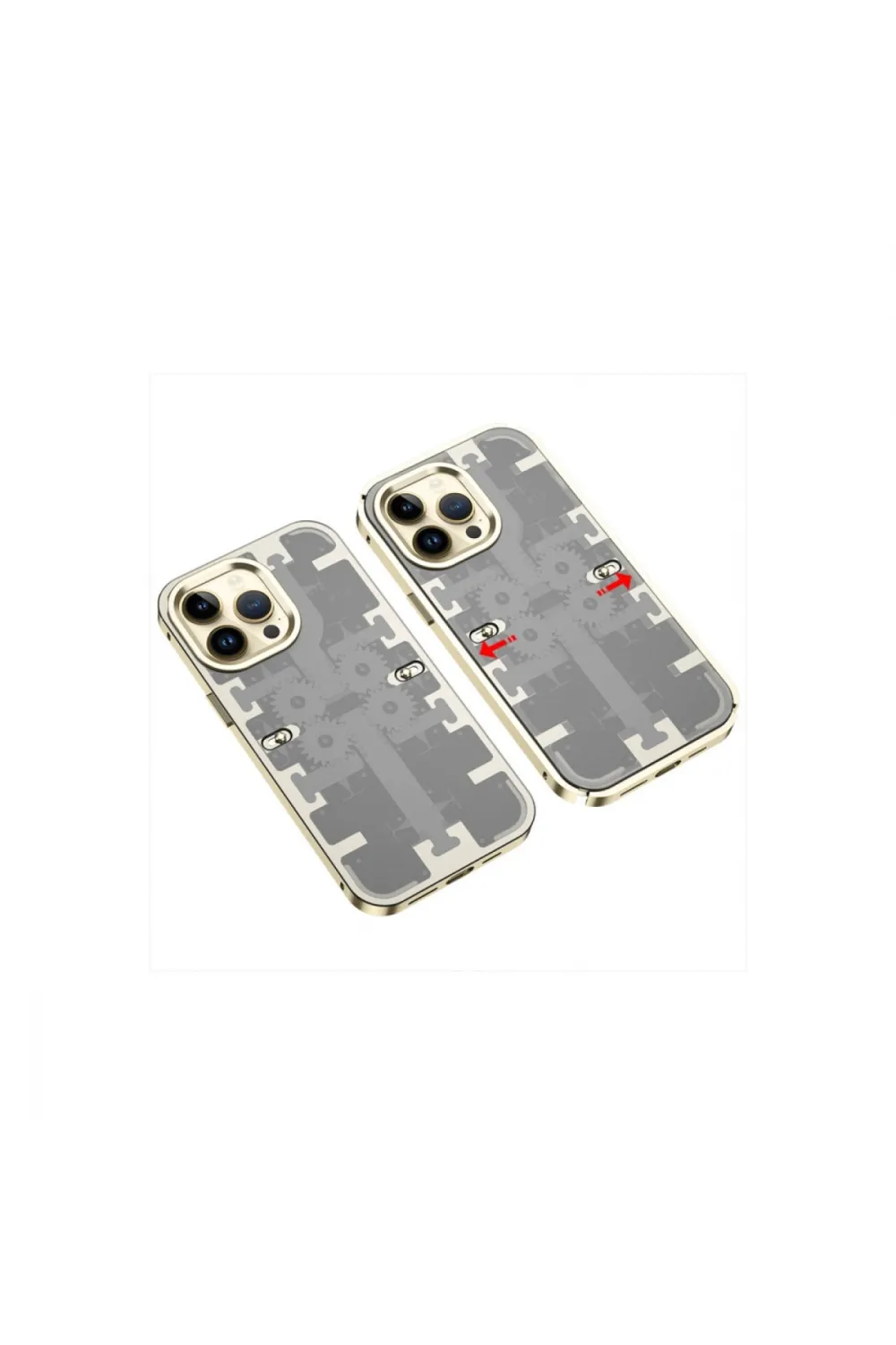 Apple İphone 14 Pro Kılıf Mekanik Bumper Kapak - Gold