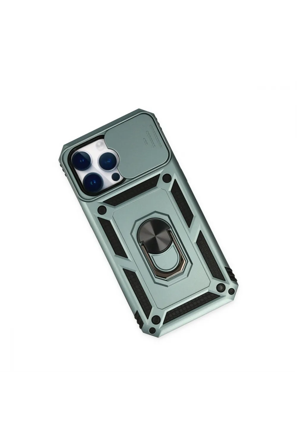 Apple İphone 14 Pro Kılıf Pars Lens Yüzüklü Silikon - Yeşil