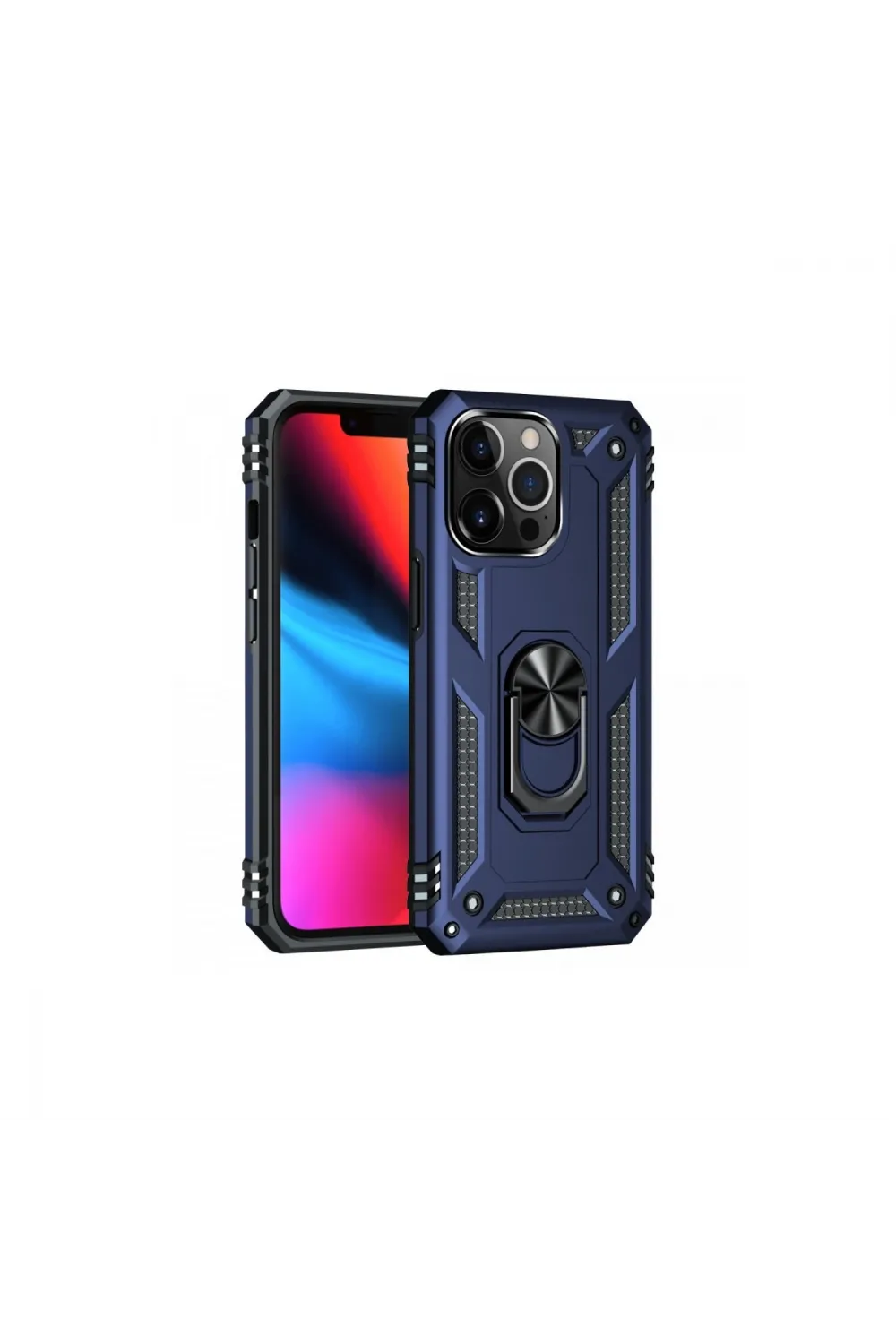 Apple İphone 14 Pro Kılıf Sofya Yüzüklü Silikon Kapak - Lacivert