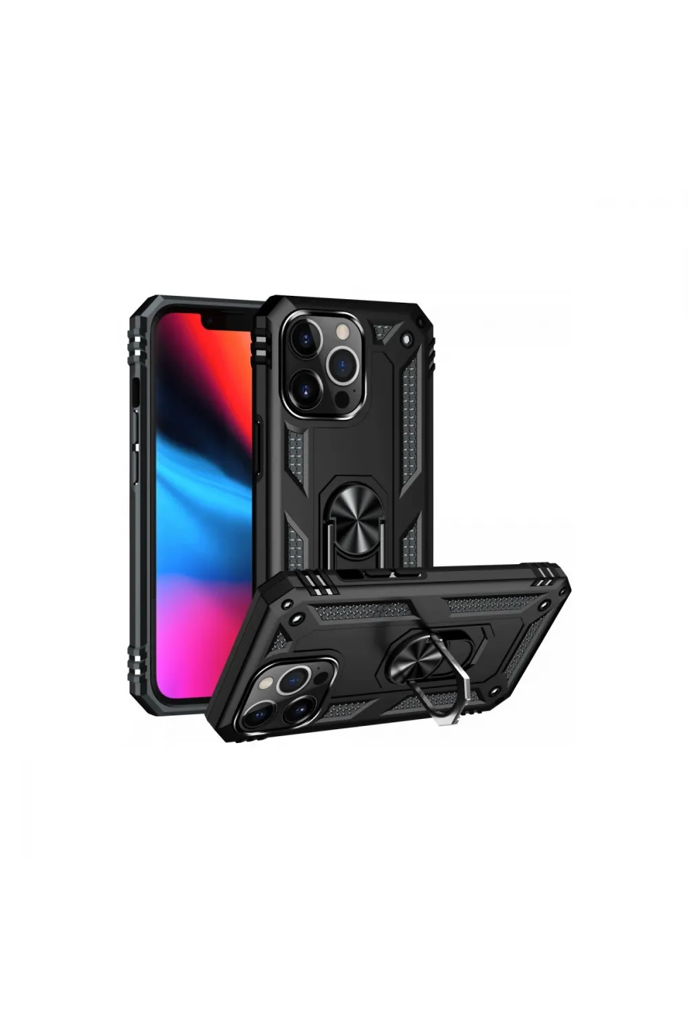 Apple İphone 14 Pro Kılıf Sofya Yüzüklü Silikon Kapak - Siyah