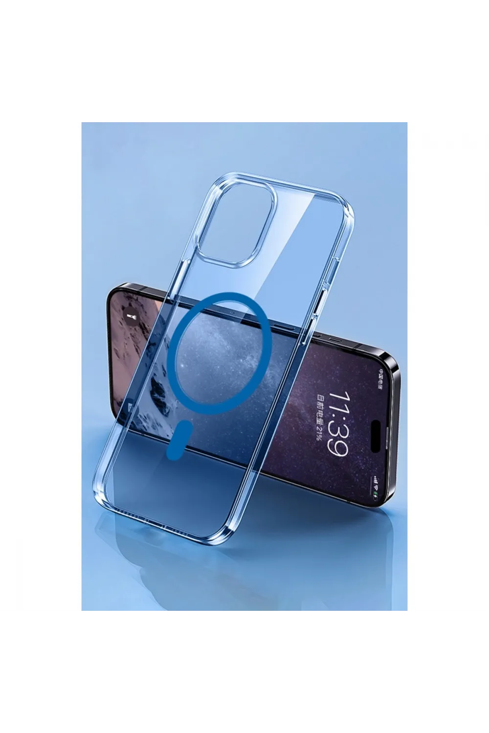 Apple İphone 14 Pro Kılıf Tron Şeffaf Magsafe Kapak - Mavi