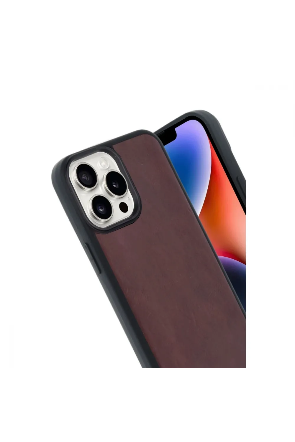 Apple İphone 14 Pro Max Kılıf Aras Deri Kapak - Bordo