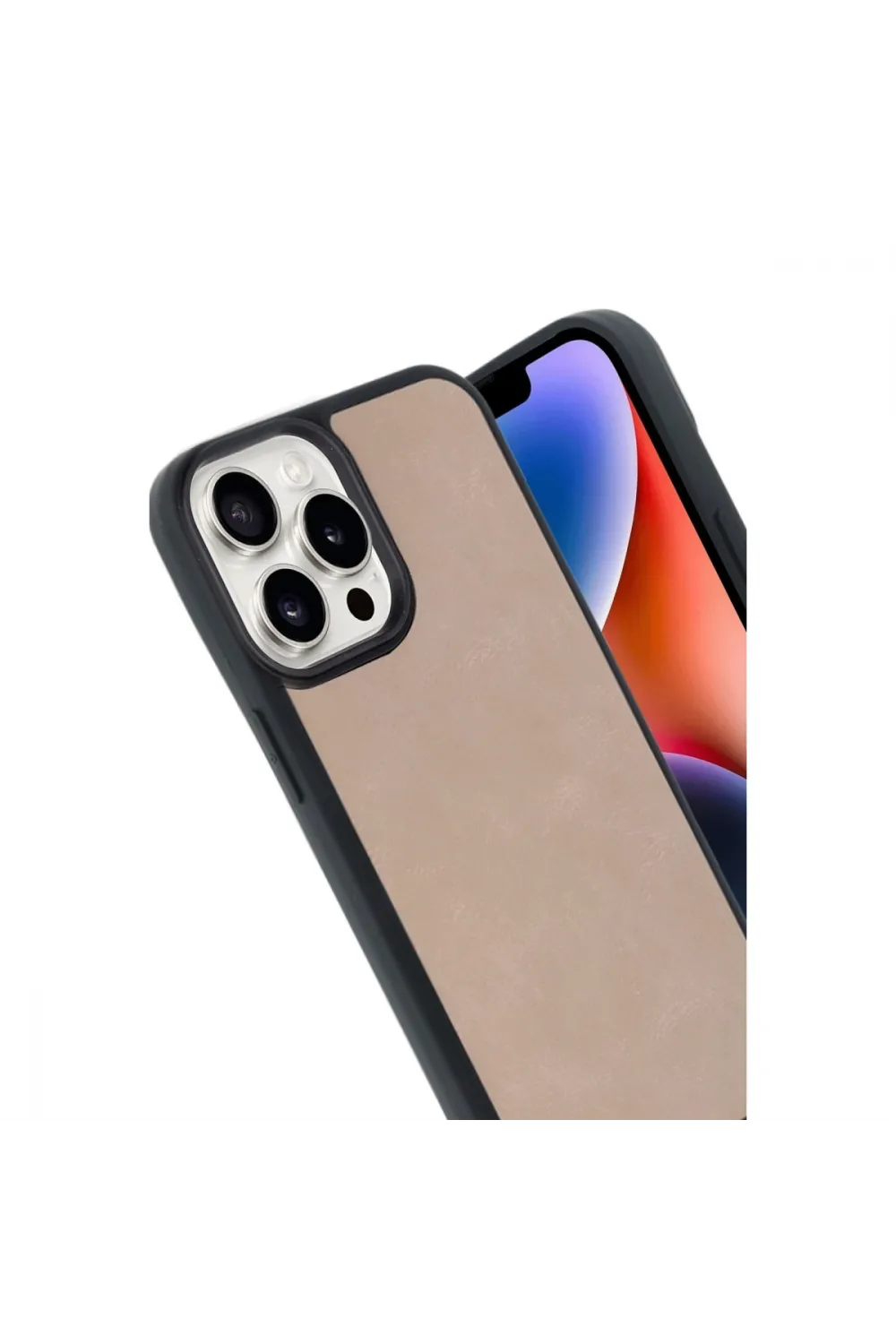 Apple İphone 14 Pro Max Kılıf Aras Deri Kapak - Pudra