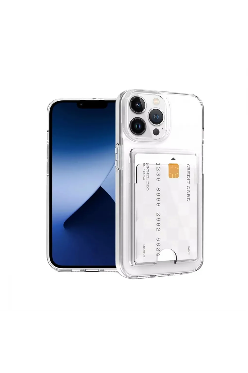 Apple İphone 14 Pro Max Kılıf Kart Şeffaf Silikon - Şeffaf
