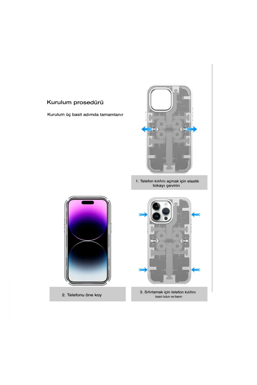 Apple İphone 14 Pro Max Kılıf Mekanik Bumper Kapak - Gümüş