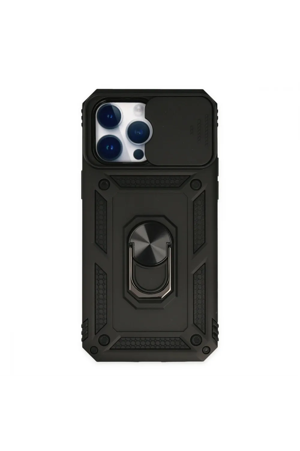 Apple İphone 14 Pro Max Kılıf Pars Lens Yüzüklü Silikon - Siyah
