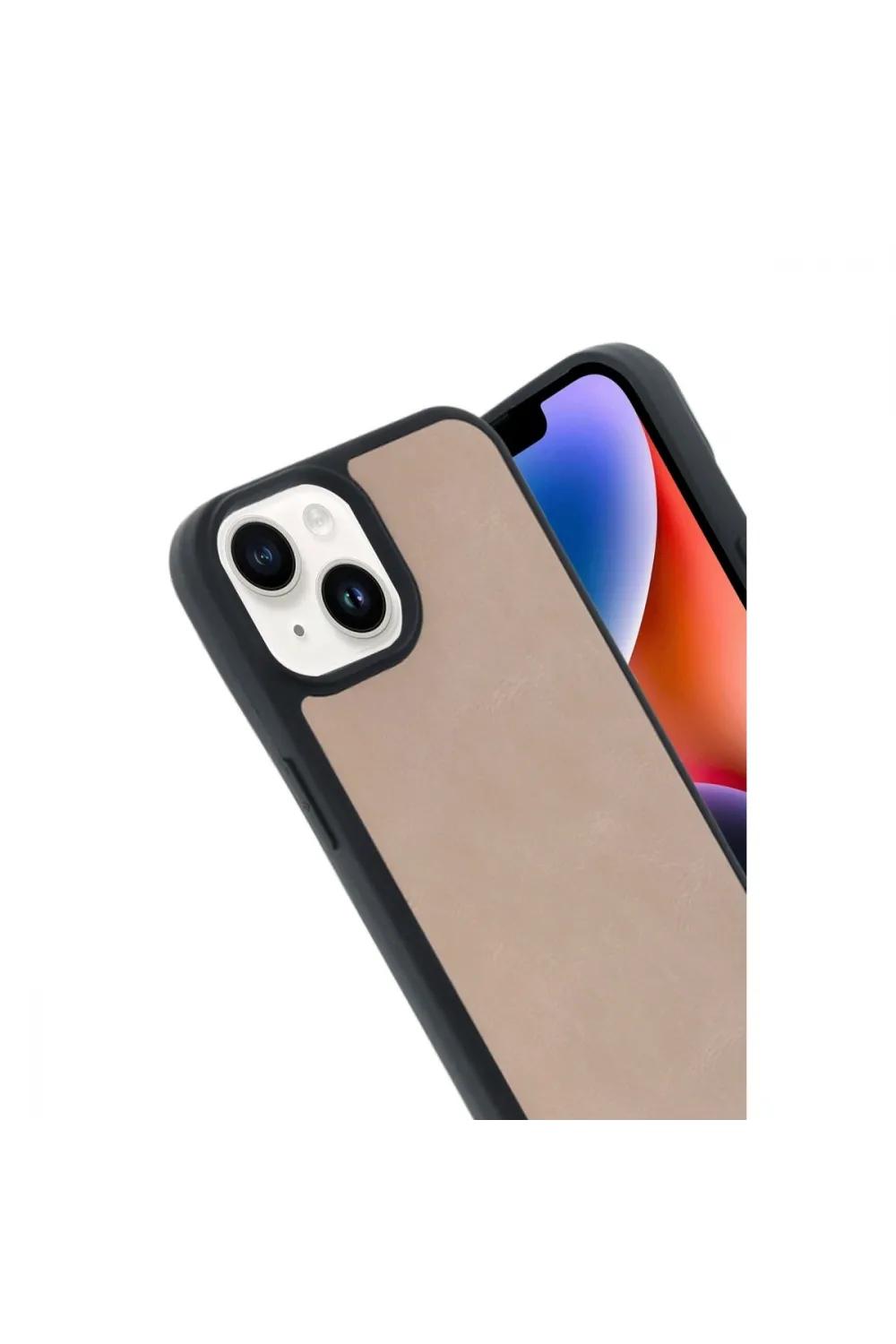 Apple İphone 15 Kılıf Aras Deri Kapak - Pudra