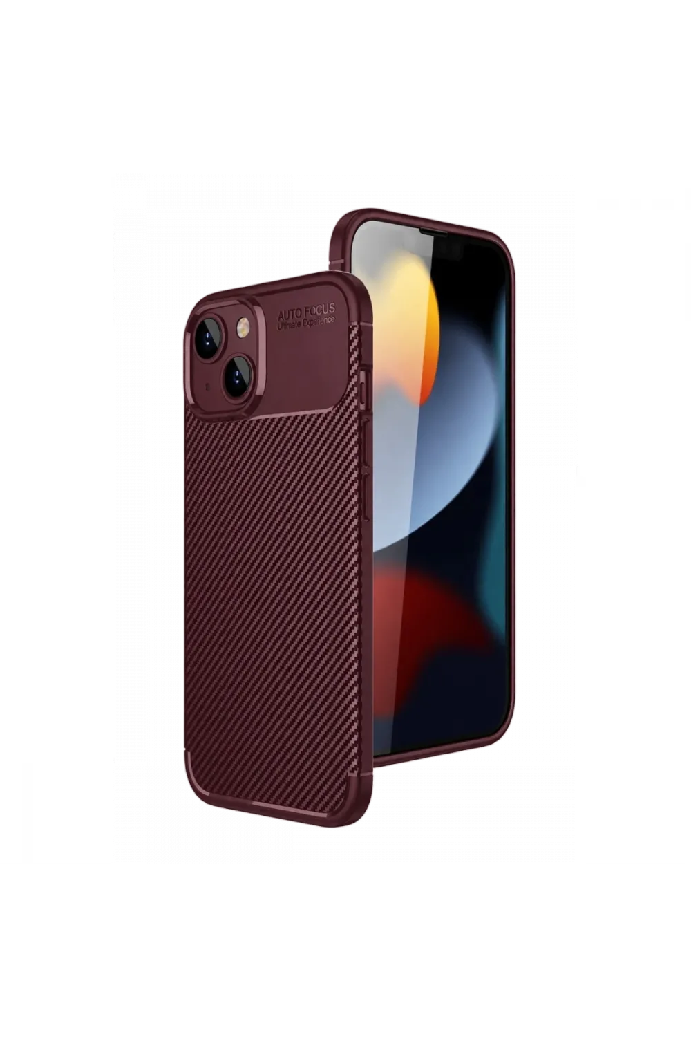 Apple İphone 15 Kılıf Auto Focus Karbon Kapak - Bordo