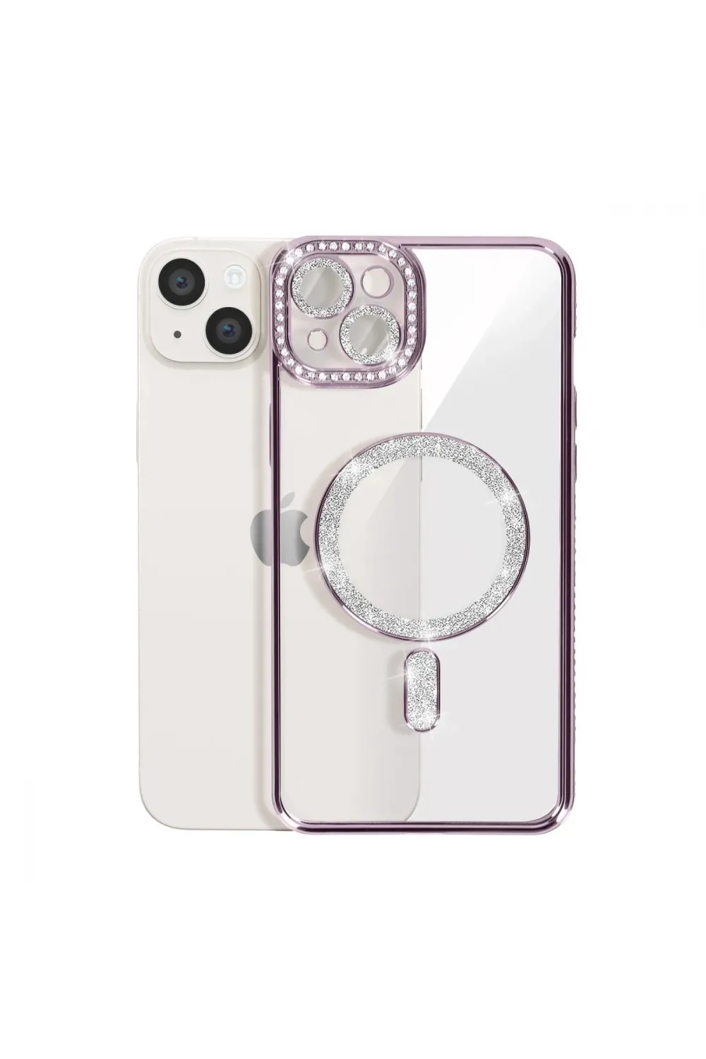 Apple İphone 15 Kılıf Joke Simli Magneticsafe Kılıf - Derin Mor