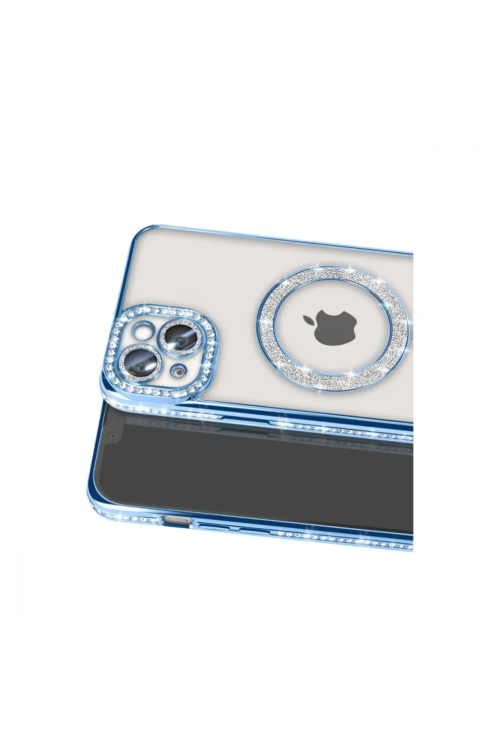 Apple İphone 15 Kılıf Joke Simli Magneticsafe Kılıf - Mavi