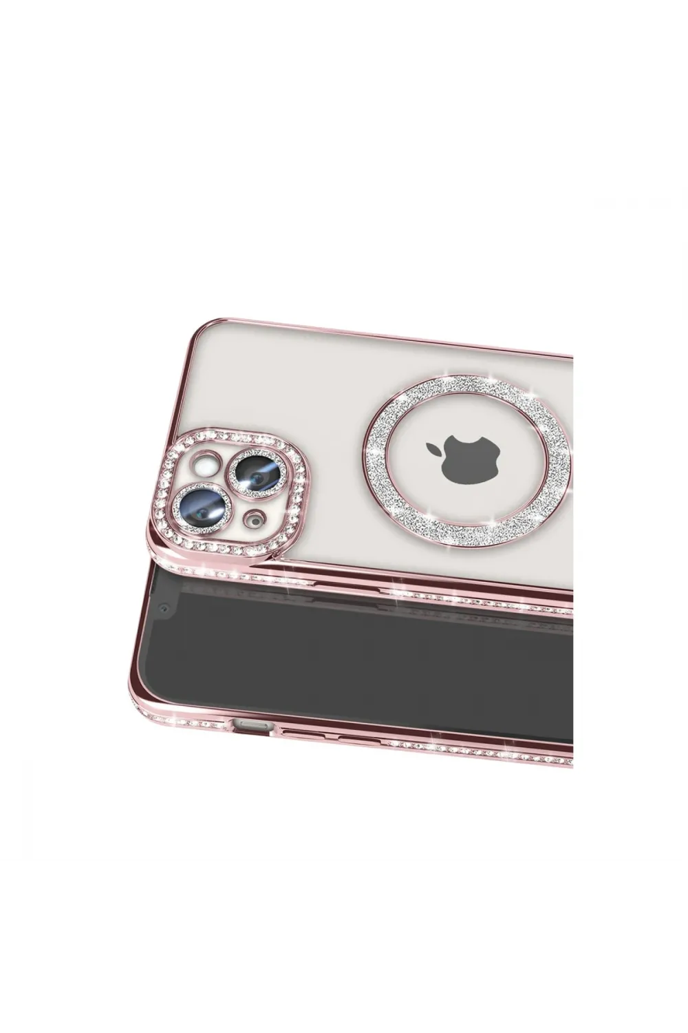Apple İphone 15 Kılıf Joke Simli Magneticsafe Kılıf - Pembe
